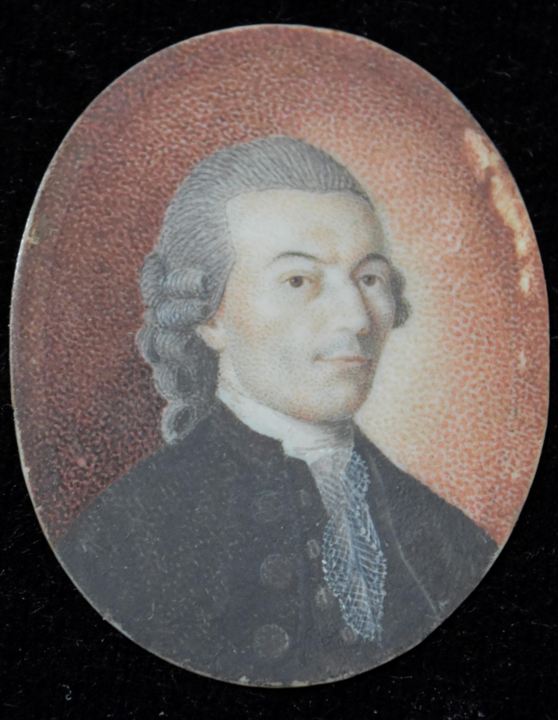 France 18th Century, Miniature Portrait of a Gentleman - Painting by Unknown