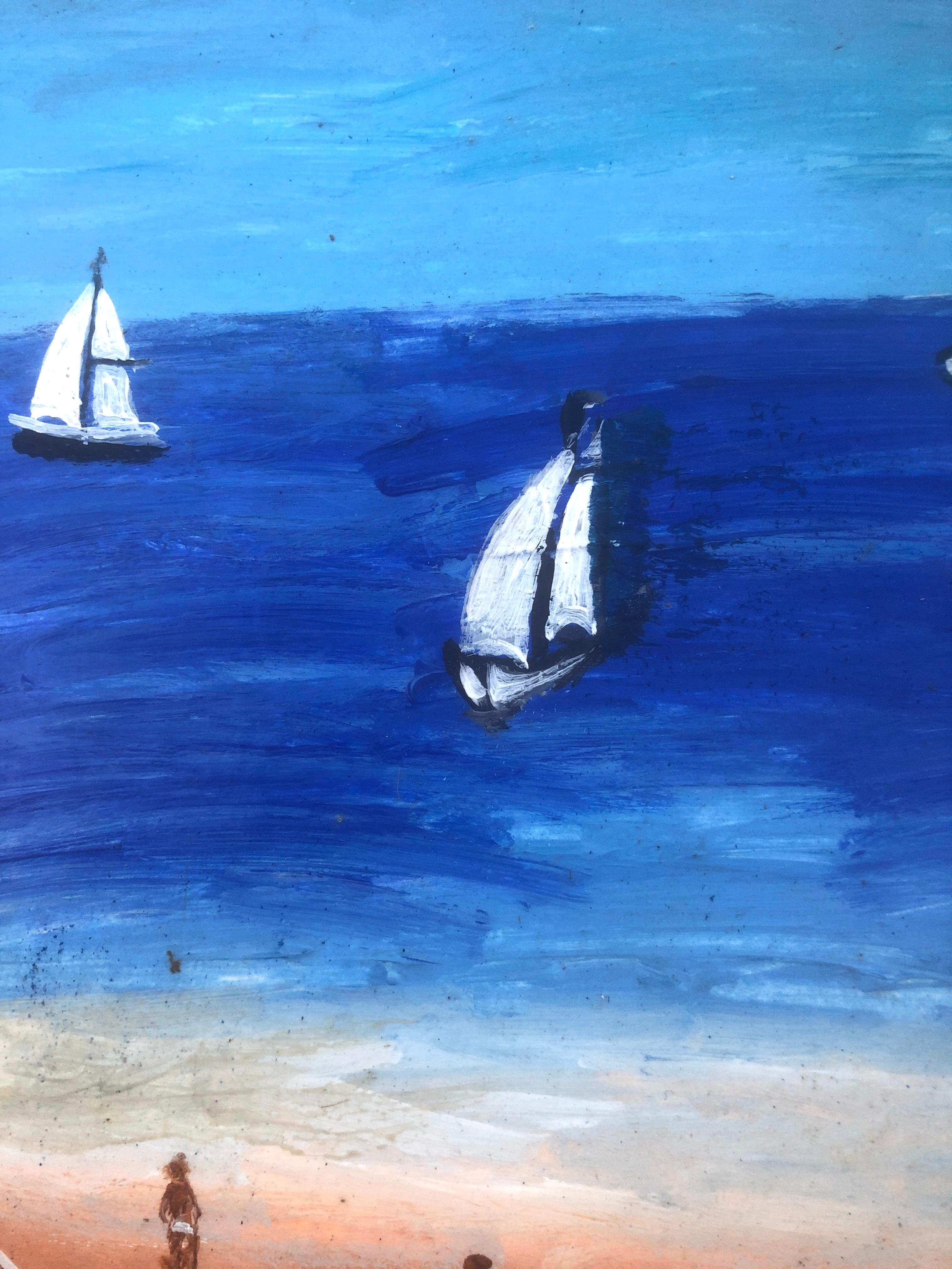 France beach acrylic painting seascape For Sale 1