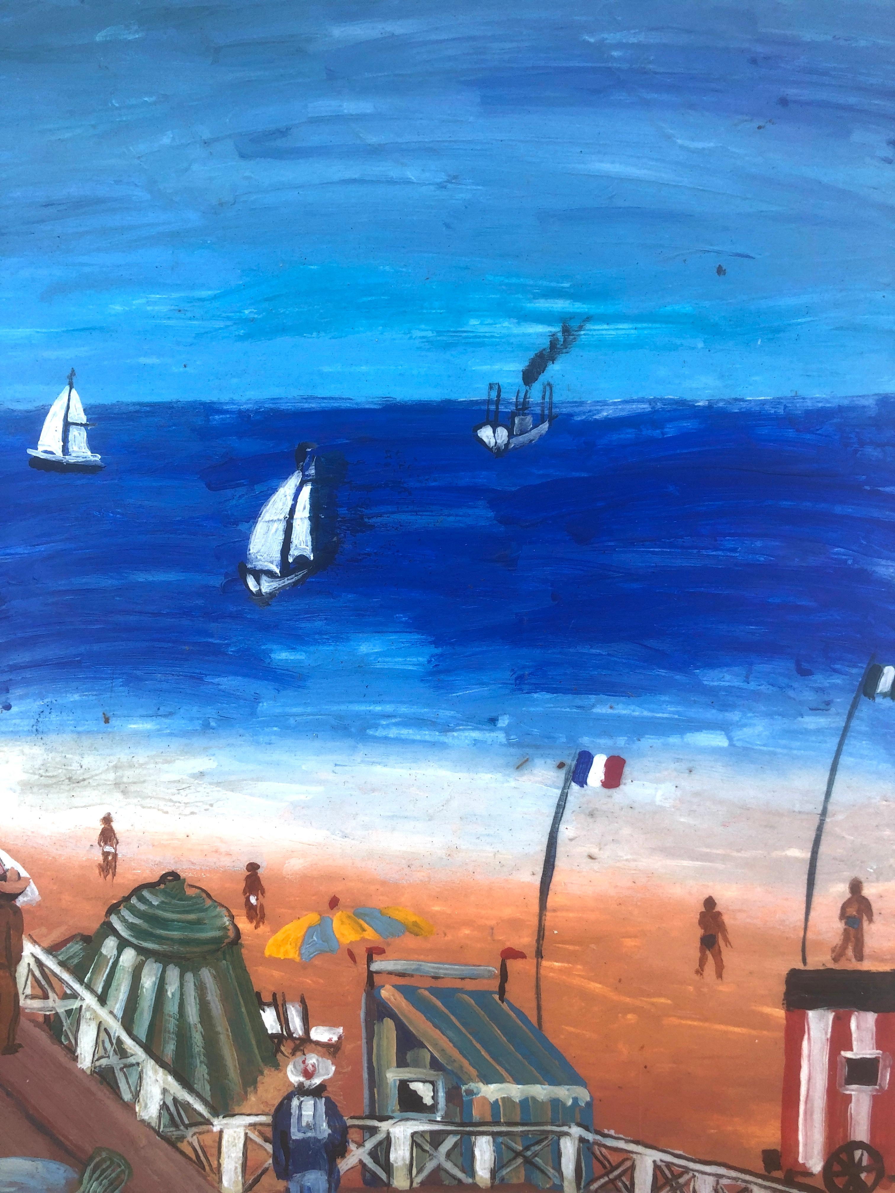 France beach acrylic painting seascape For Sale 3