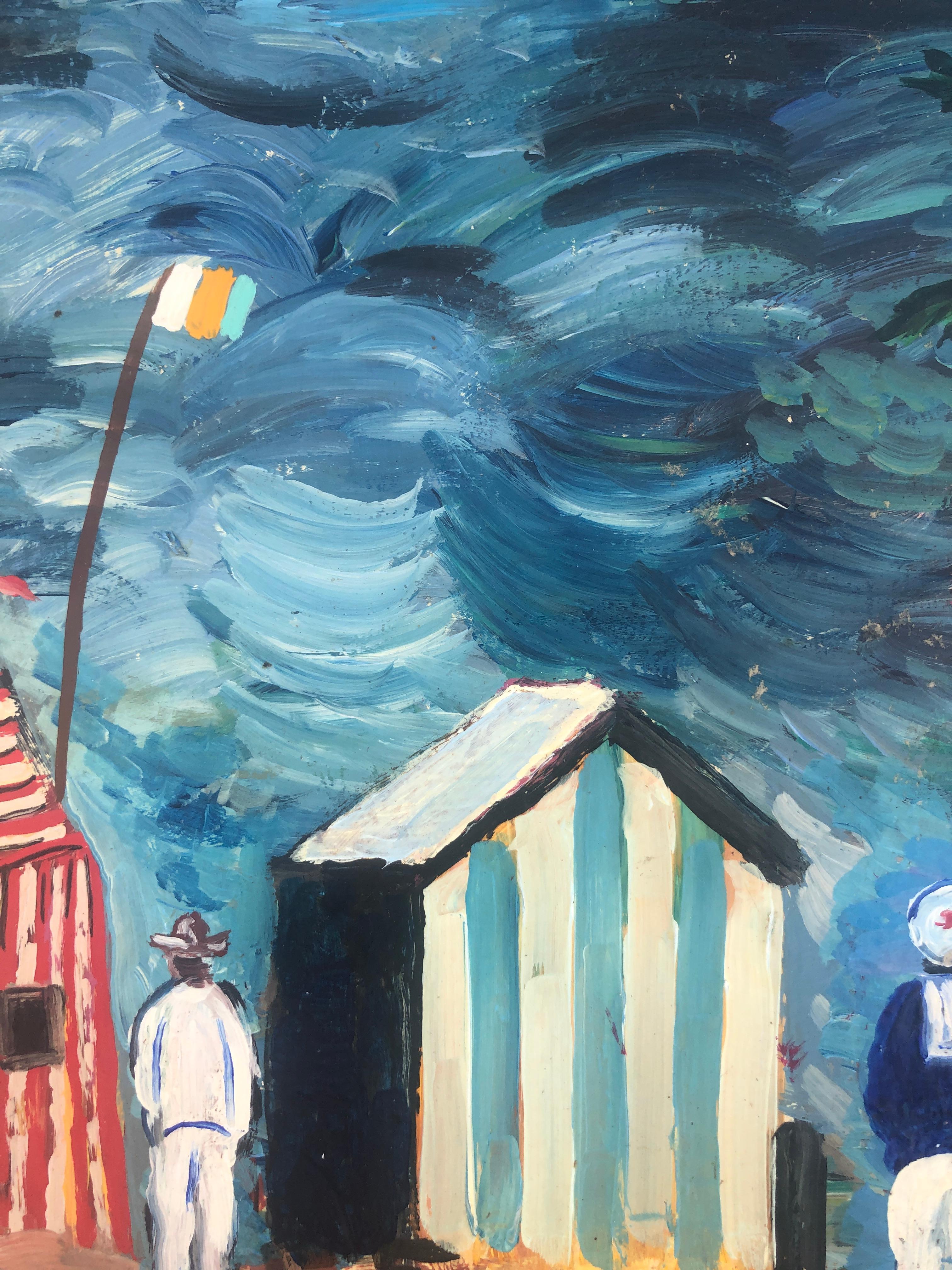 France beach acrylic painting seascape For Sale 2