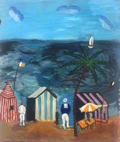 Francia playa pintura acrílica paisaje marino