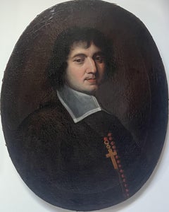 Francia principios del siglo XVIII, Retrato de clérigo, óleo sobre lienzo