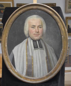 France Early 19th Century, Portrait of Abbe, oval painting
