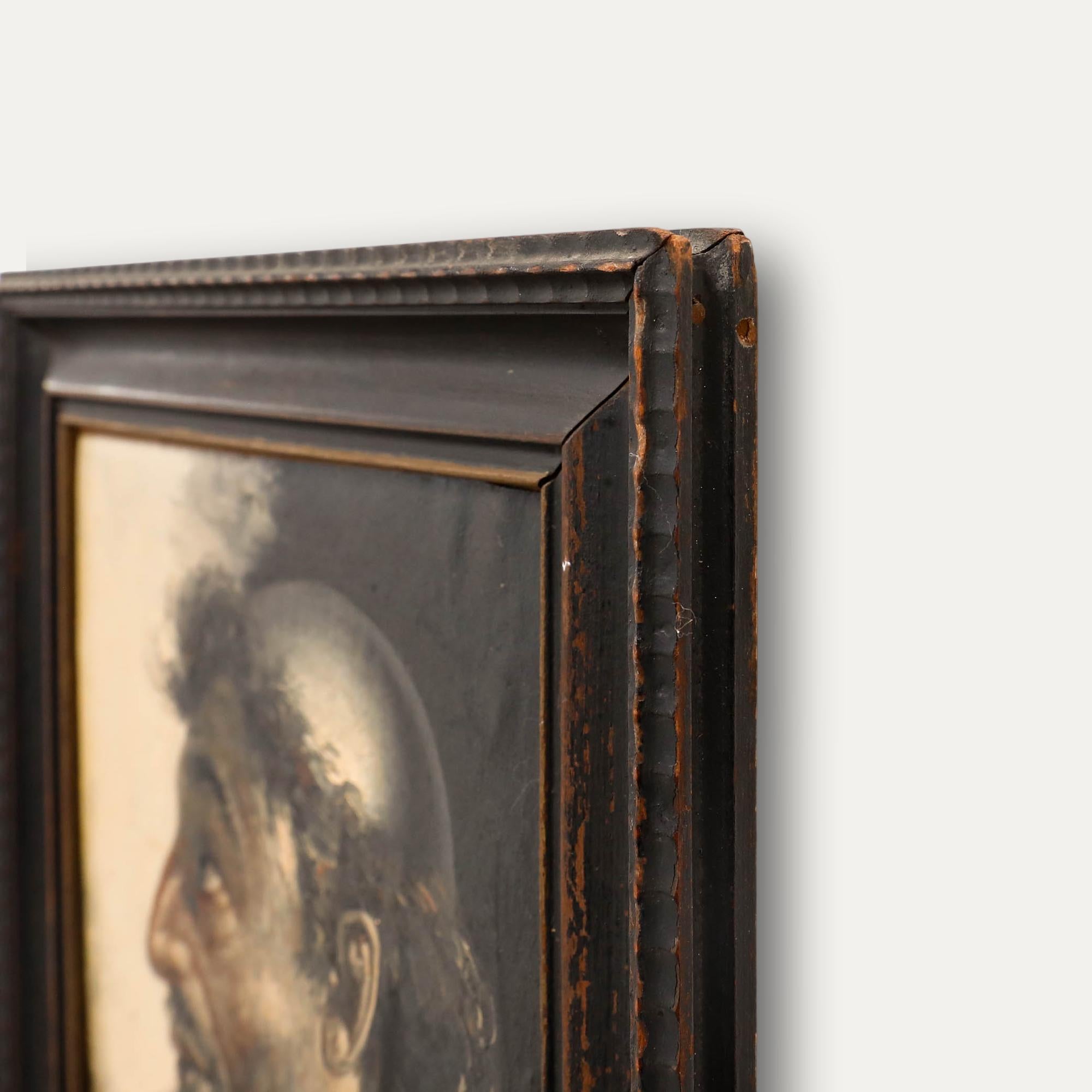 Francesco Berlingieri  - Fin du 19e siècle Huile, Portrait d'un moine de profil en vente 1