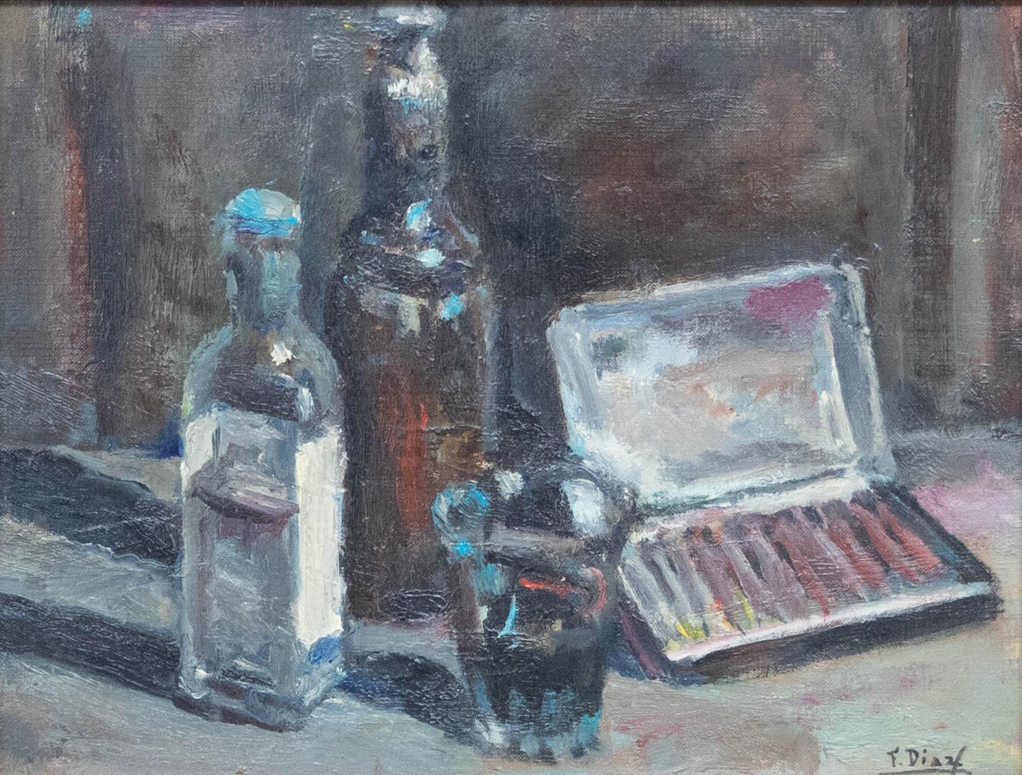 Francisco Díaz Sánchez (1912-1982) - Óleo de la Spanish School, Los materiales del artista - Painting de Unknown