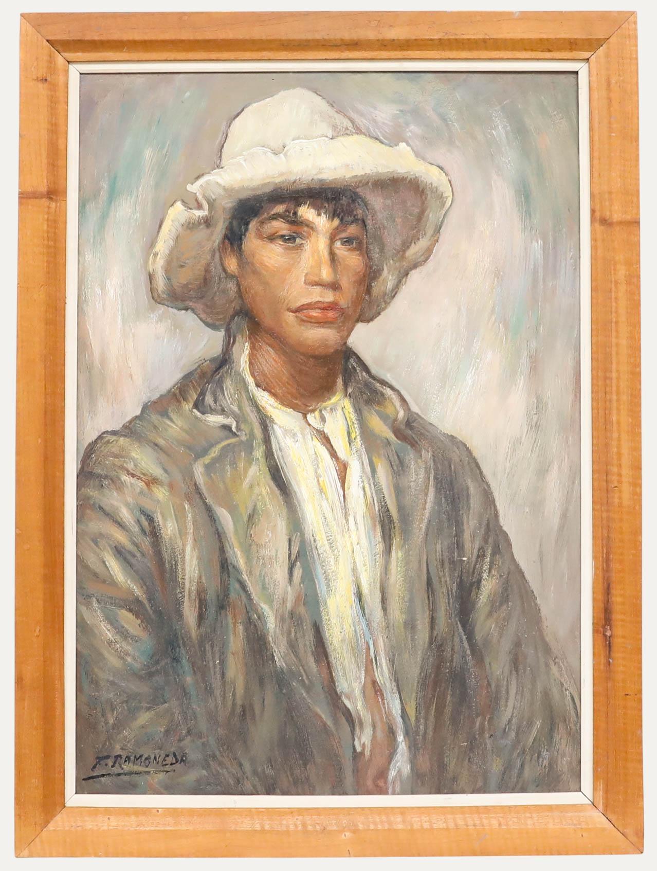Unknown Portrait Painting - Francisco Ramoneda (1905-1977) - Argentinian Mid 20th Century Oil, Farmer Boy