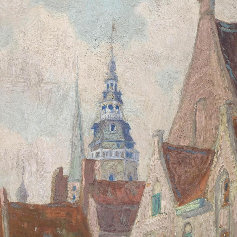 Eine charmante Straßenszene des belgischen Künstlers Francois Bossaerts (1879-1960). Die Szene zeigt die Gemeinde Schaerbeek in Brüssel, in der der Künstler sein ganzes Leben verbracht hat. Signiert unten links. Gut präsentiert in einem