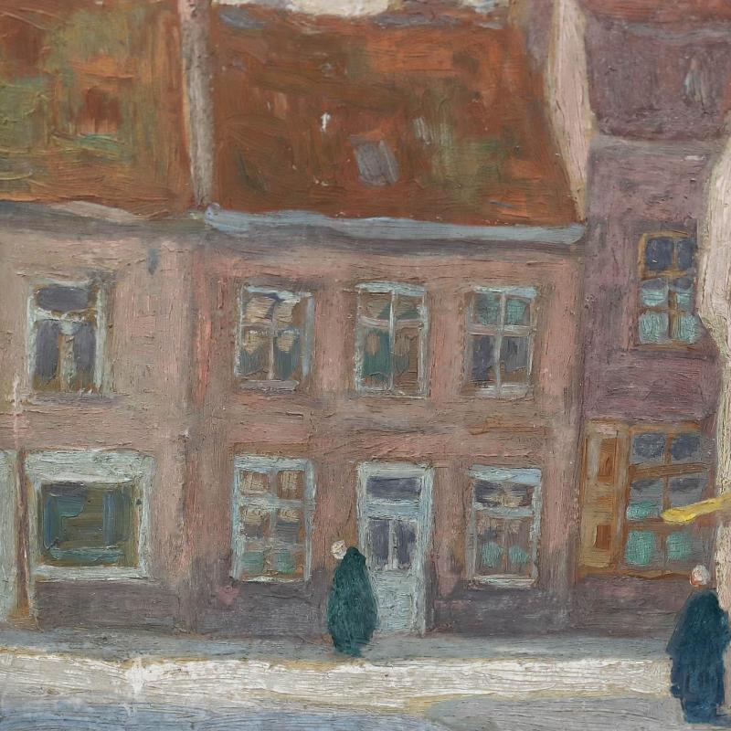 Francois Bossaerts (1879-1960) - Anfang 20. Jahrhundert Öl, Eine Straße in Schaerbeek im Angebot 1