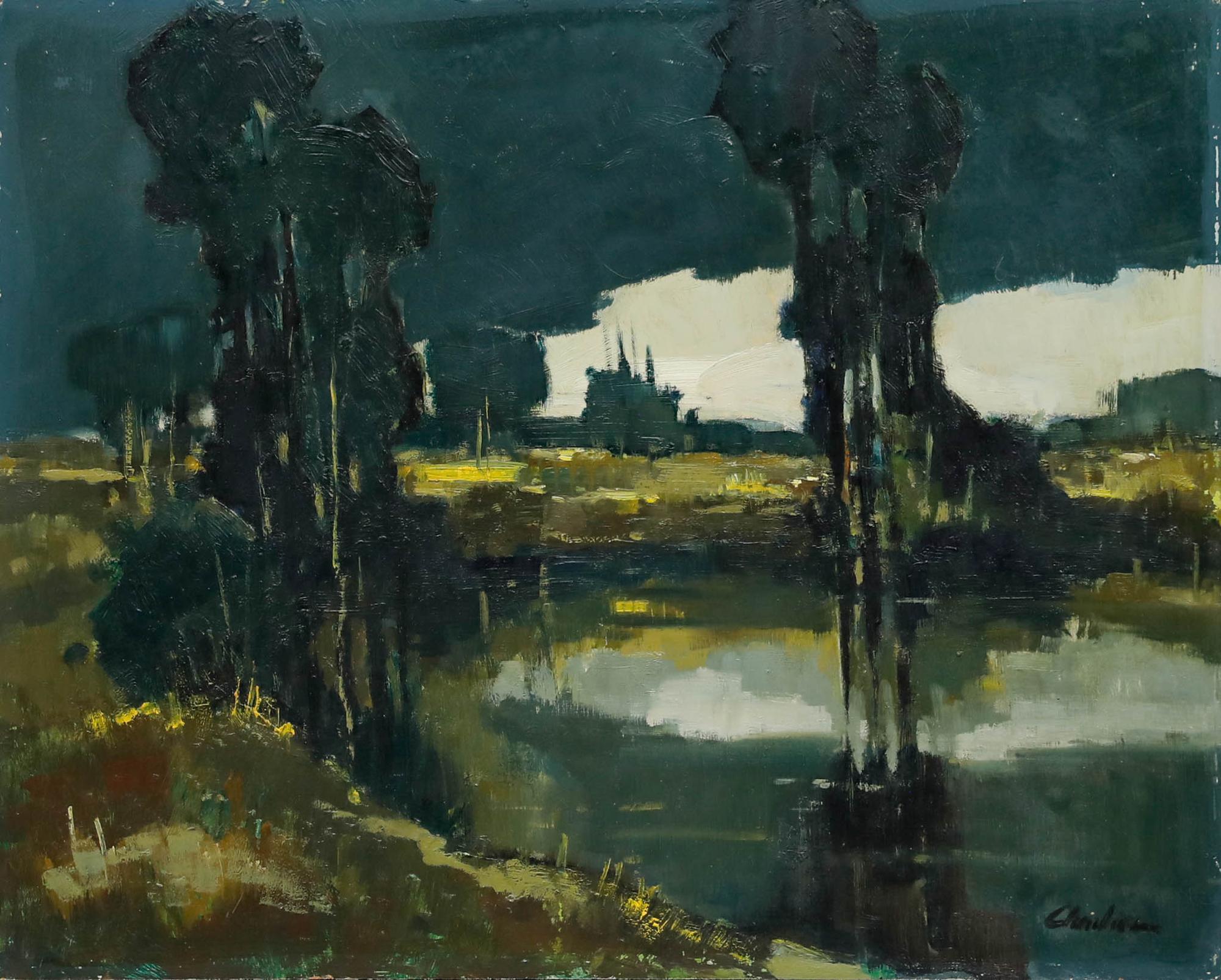 François Charlier - Olio francese del 20° secolo, Dernières lueurs - Painting di Unknown