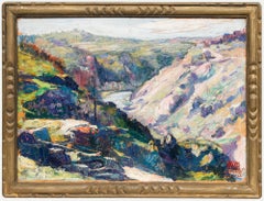 Antique Francois Pycke (1890-1960) - 1923 Oil, Gorge at the Foot of Toledo
