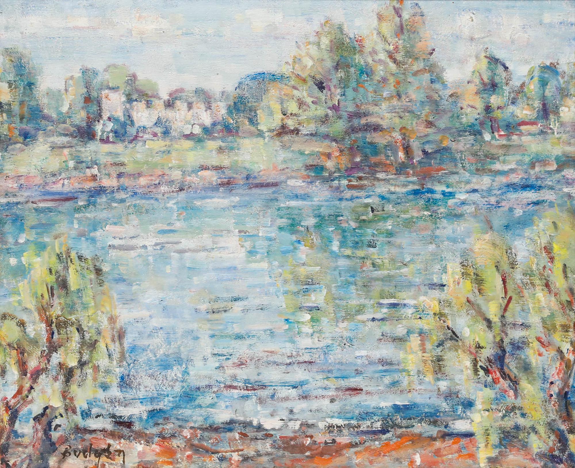 Frank Budgen (1882-1971) - Framed Mid 20th Century Oil, Syon House on the Thames - Painting by Unknown