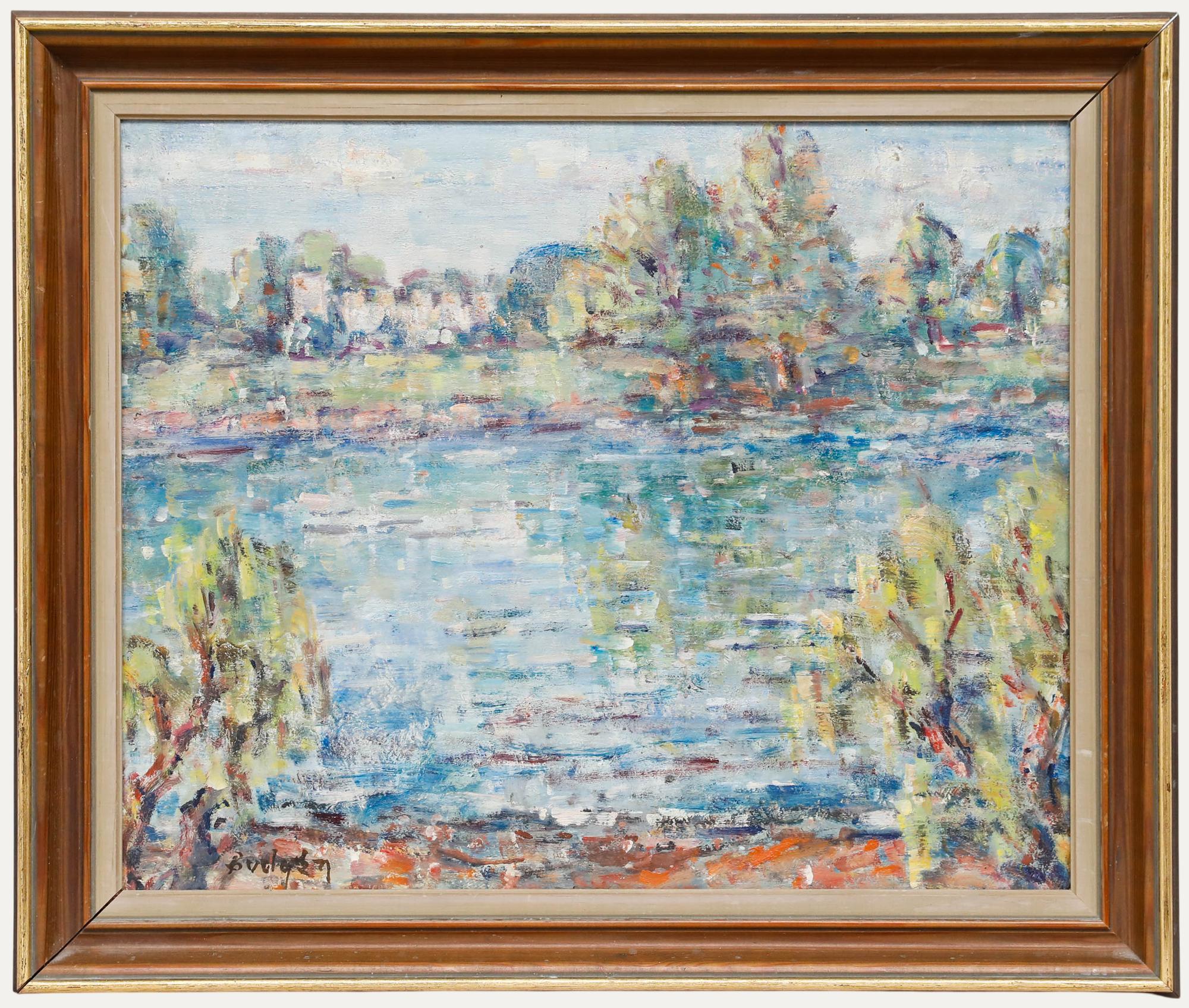 Unknown Landscape Painting - Frank Budgen (1882-1971) - Framed Mid 20th Century Oil, Syon House on the Thames