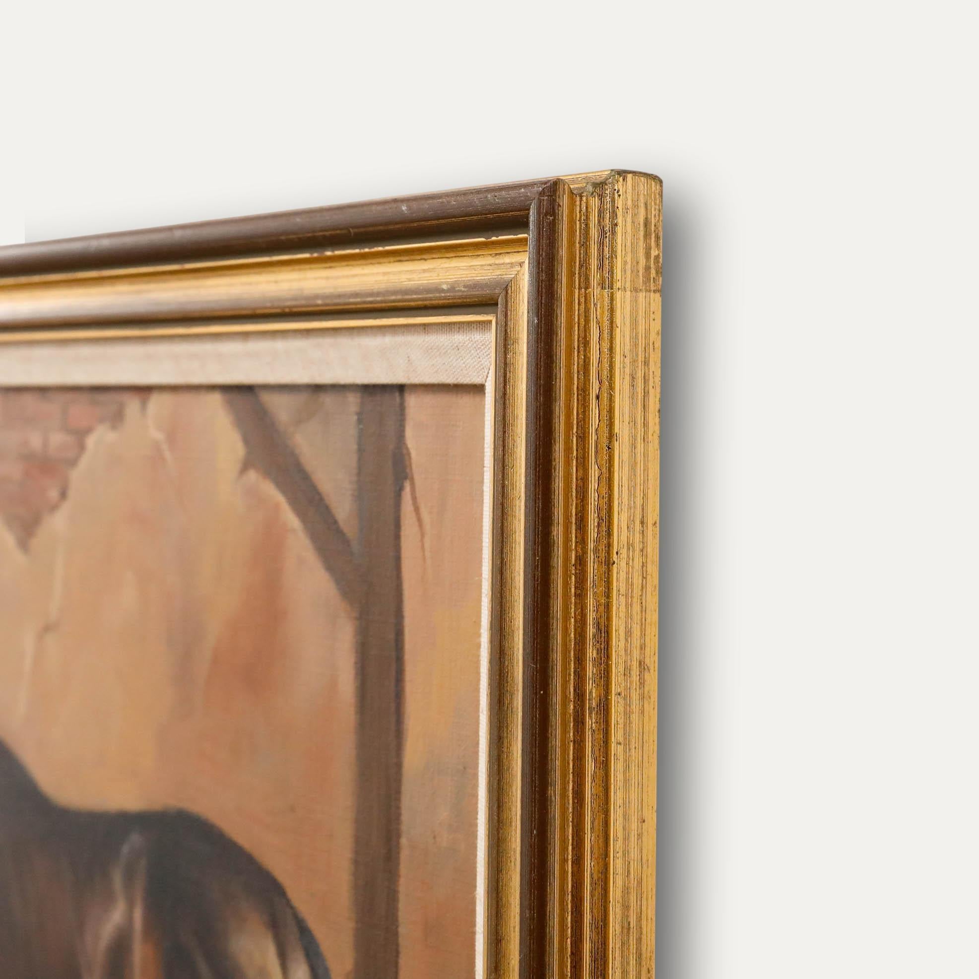 Frank L. Geeke (1931-1991) - Framed 20th Century Oil, Dark Bay in the Stable For Sale 1