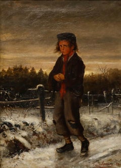 Frank Sternberg - Barbizon School 1880 Oil, The Young Tatterdemalion