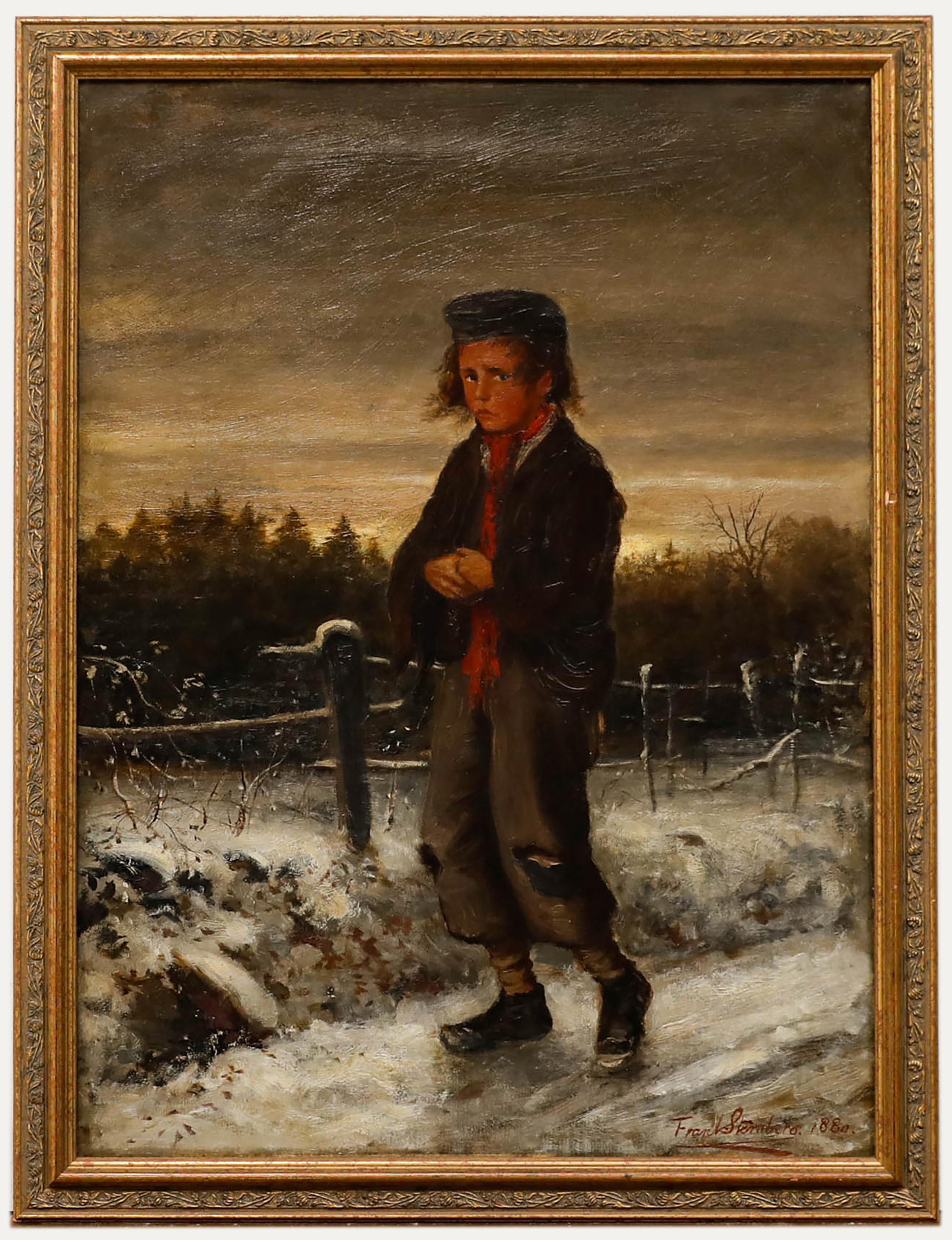 Portrait Painting di Unknown - Frank Sternberg - Olio della Scuola di Barbizon del 1880, Il giovane Tatterdemalion