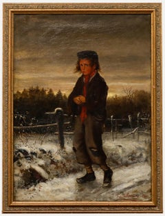 Frank Sternberg - Olio della Scuola di Barbizon del 1880, Il giovane Tatterdemalion