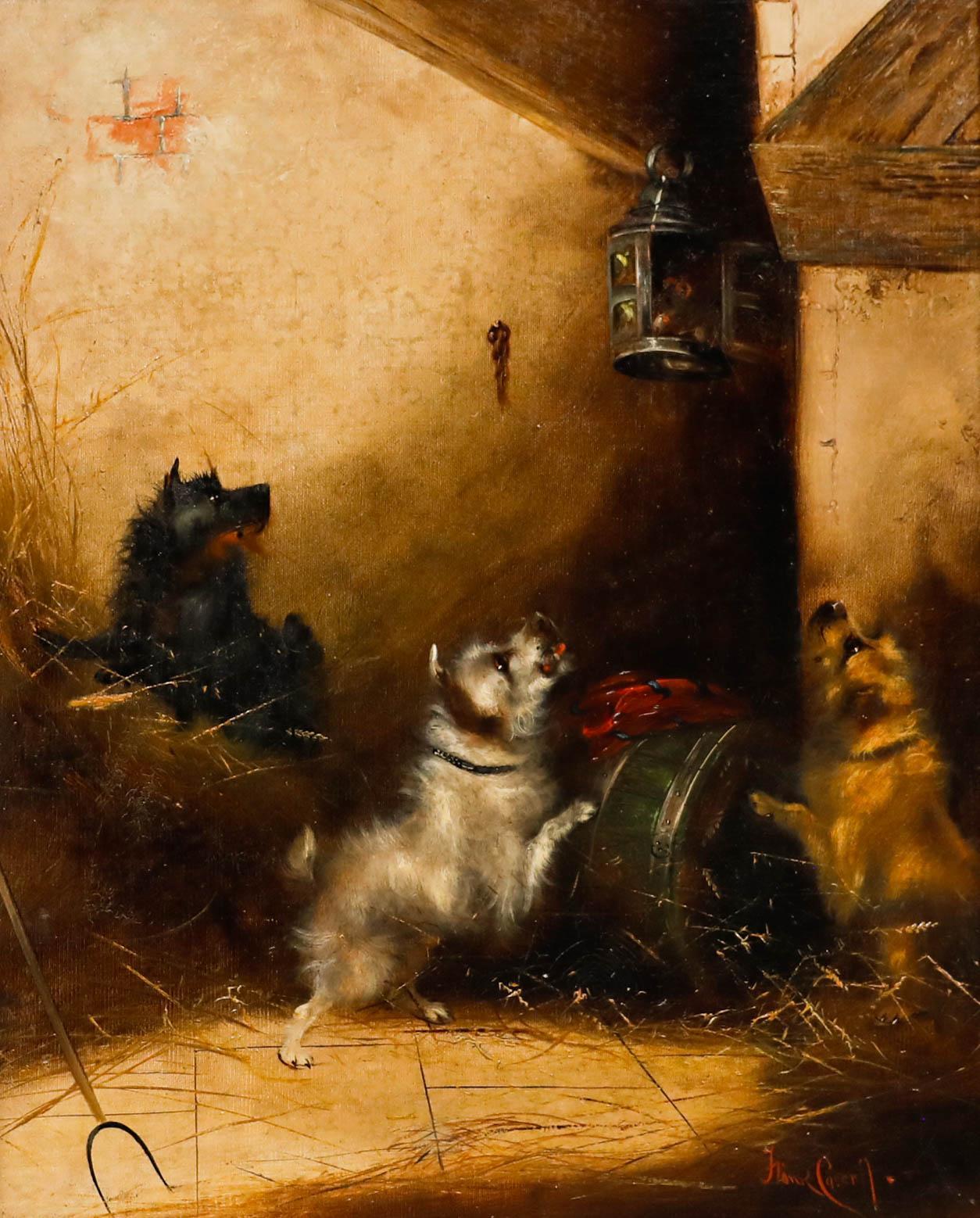 Frank Wormald Cassels (1862-1908) - Gerahmtes Öl, Verstecken in der Laterne – Painting von Unknown