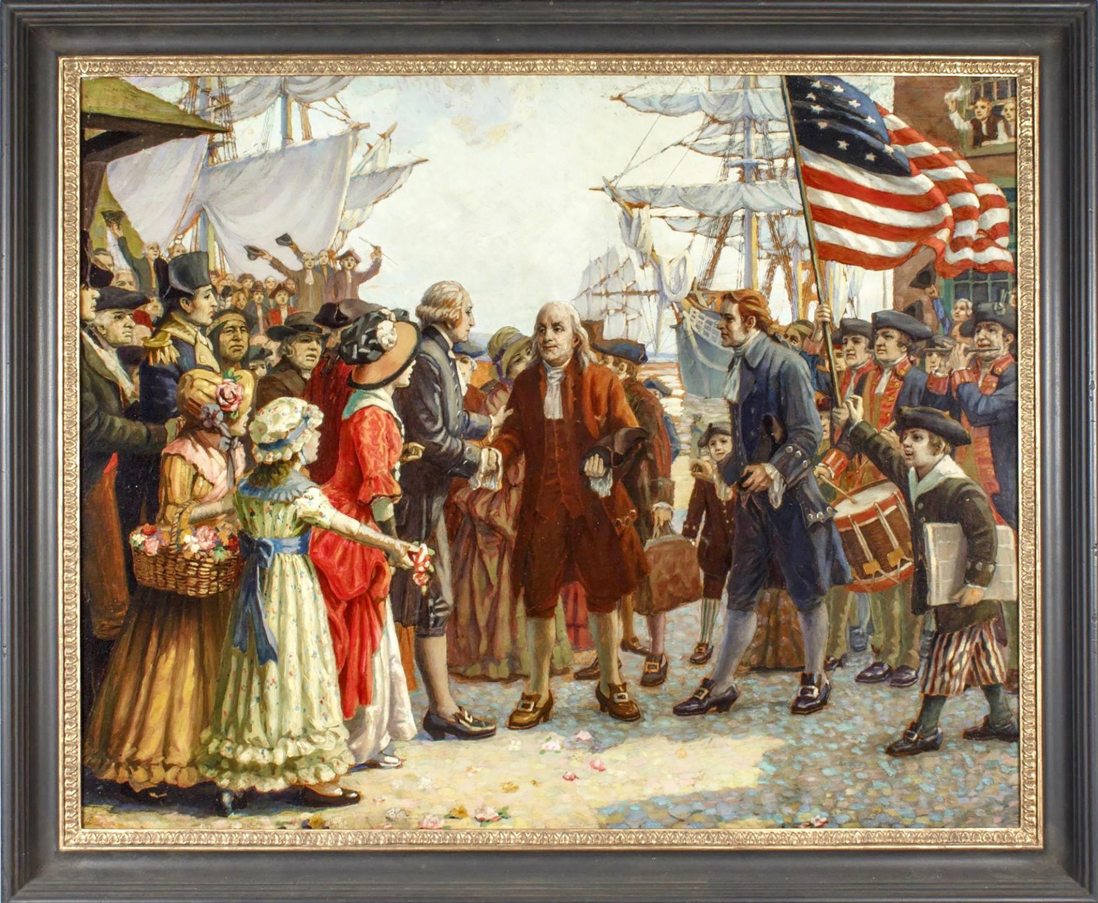 Franklins Rückkehr nach Philadelphia im Jahr 1785 – Painting von Unknown