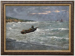 Frans Smeers (1873-1960) - Olio del primo Novecento, Pescatori che tornano dal mare