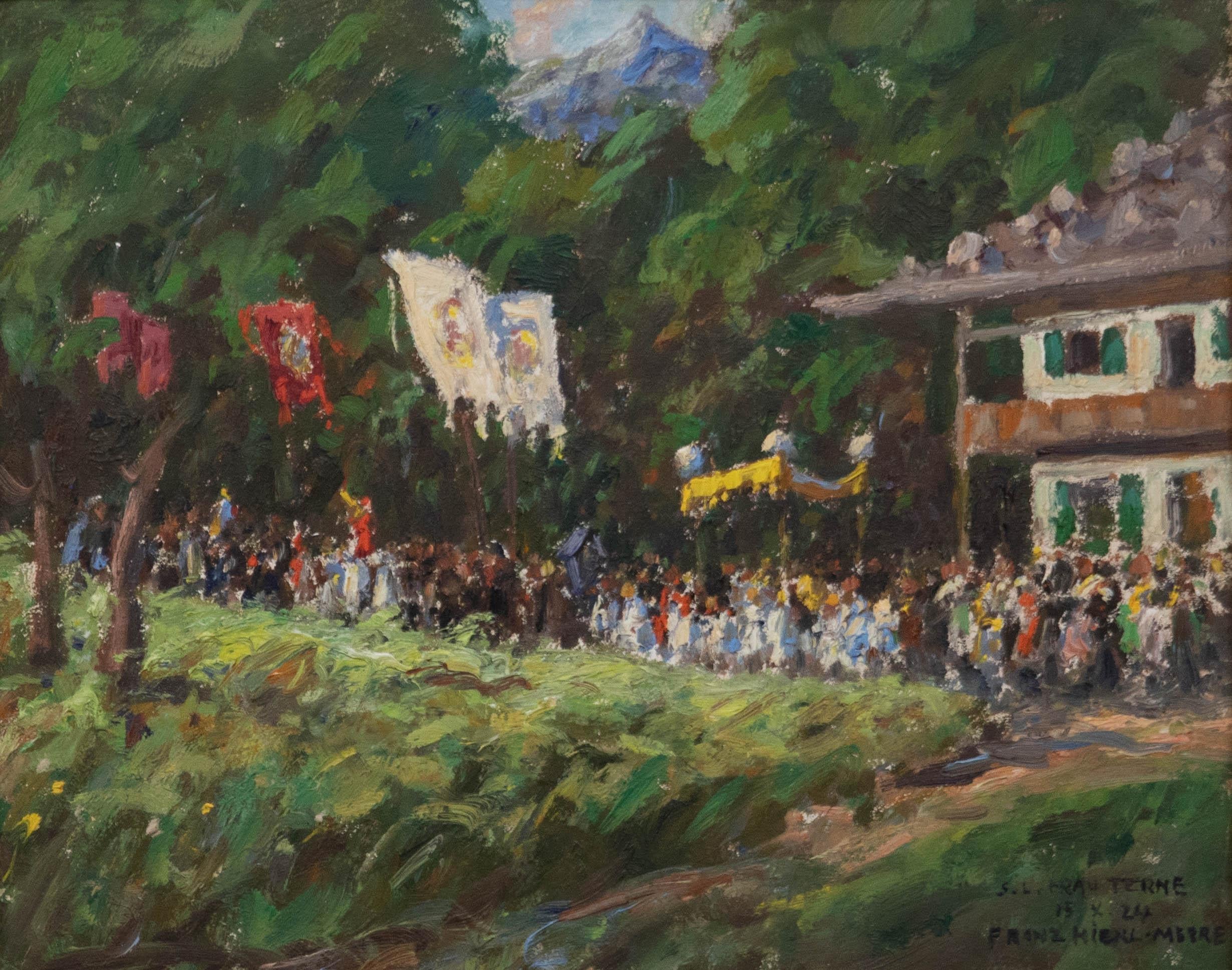 Franz Hienl-Merre (1869-1943) - 1924 Öl, Corpus Christi Procession – Painting von Unknown
