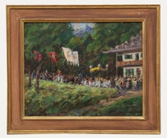 Franz Hienl-Merre (1869-1943) - 1924 Oil, Corpus Christi Procession