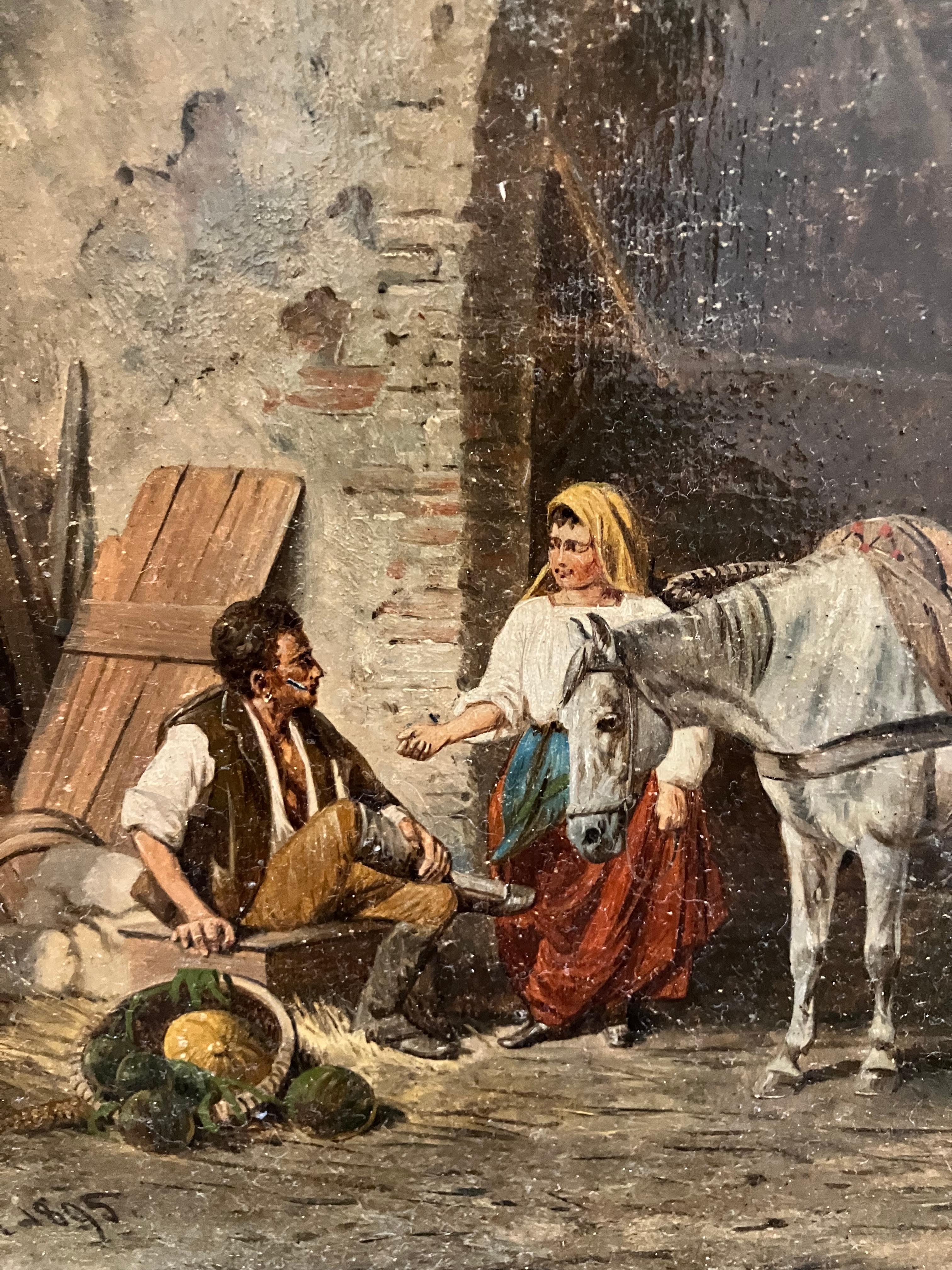 Franz Quaglio-Stall in Verona (Realismus), Painting, von Unknown