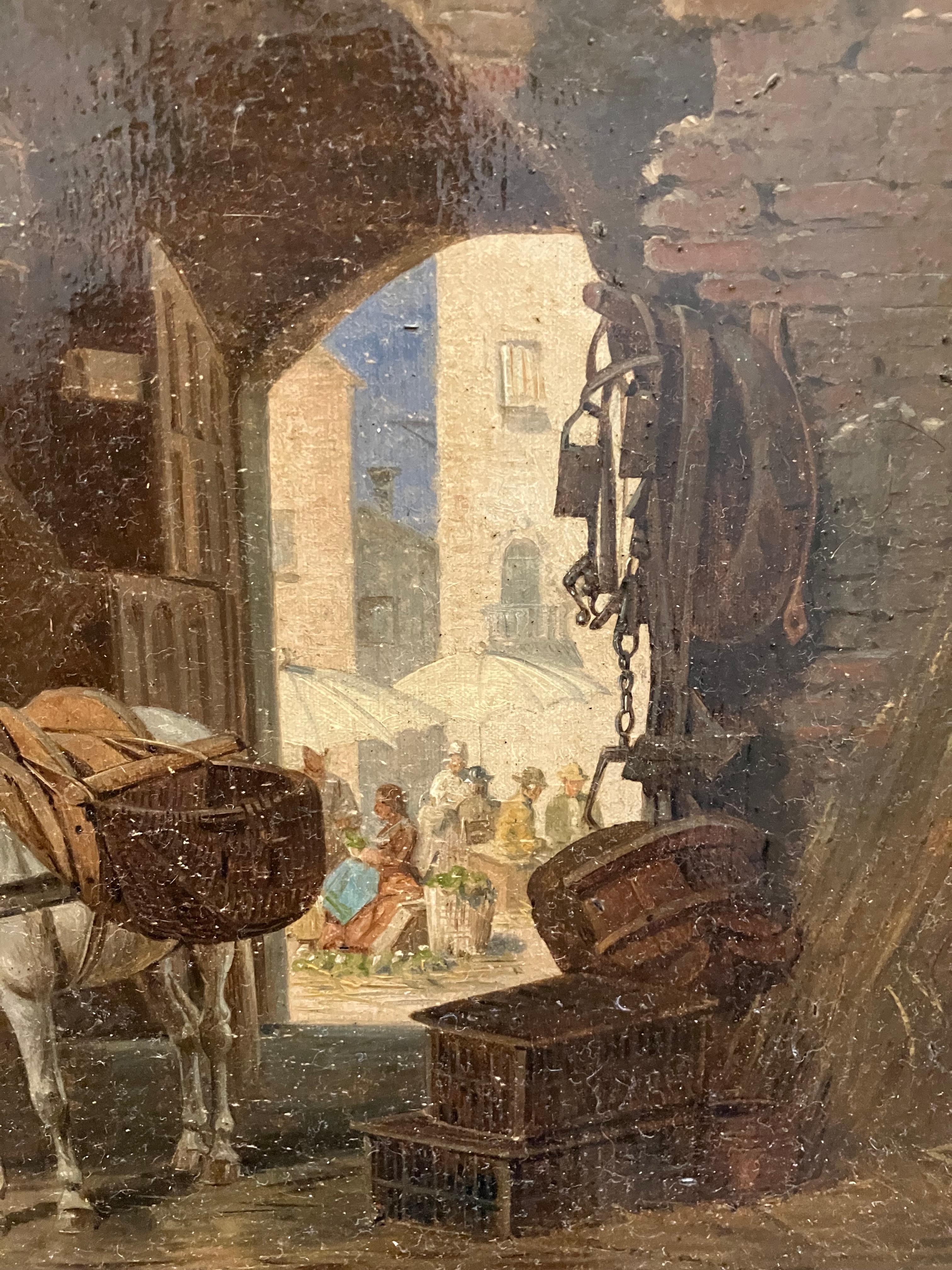 Franz Quaglio-Stall in Verona (Braun), Animal Painting, von Unknown