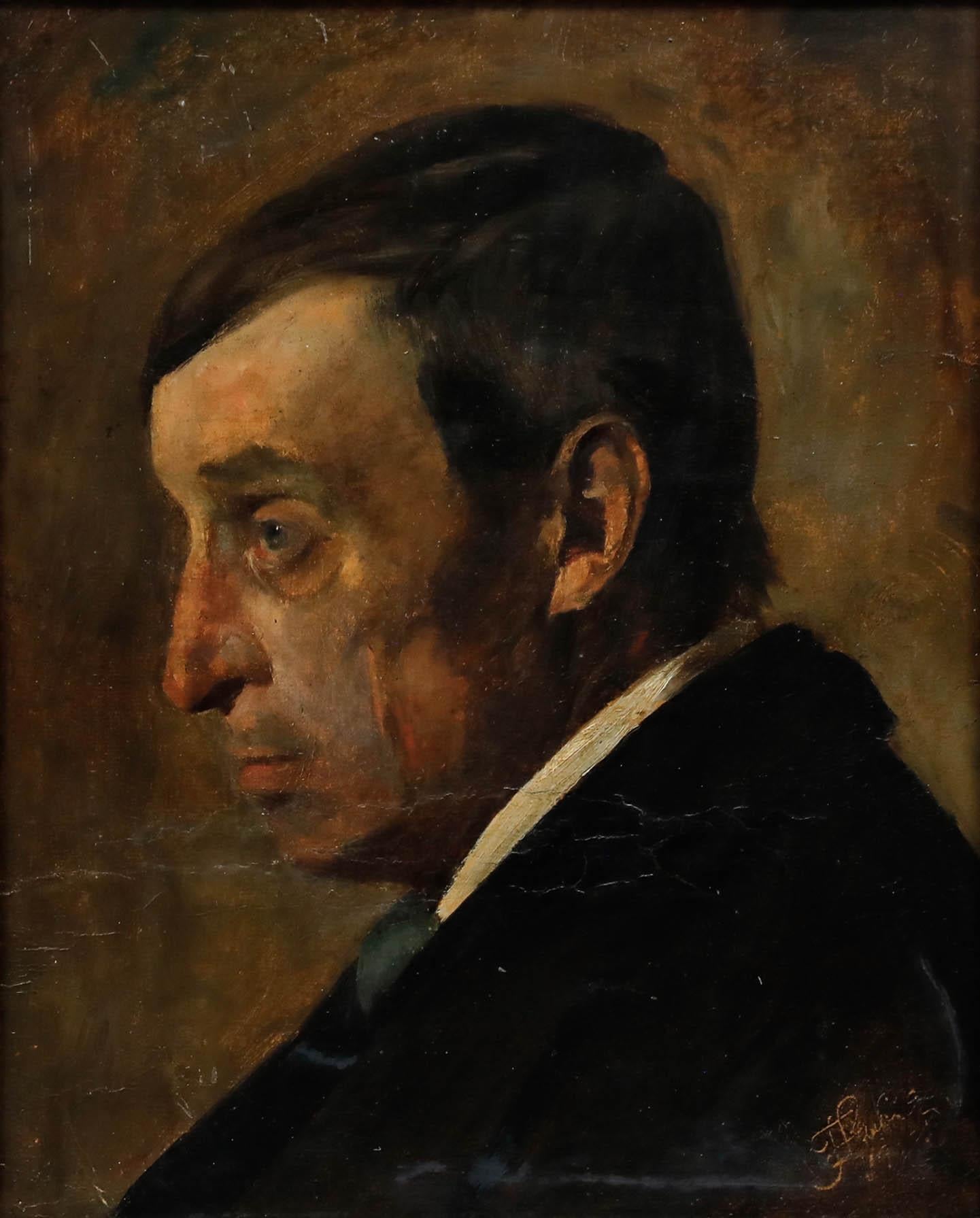 Franz Seraph von Lenbach (1836-1904) - Oil, Portrait of a Melancholy Gentleman - Painting by Unknown