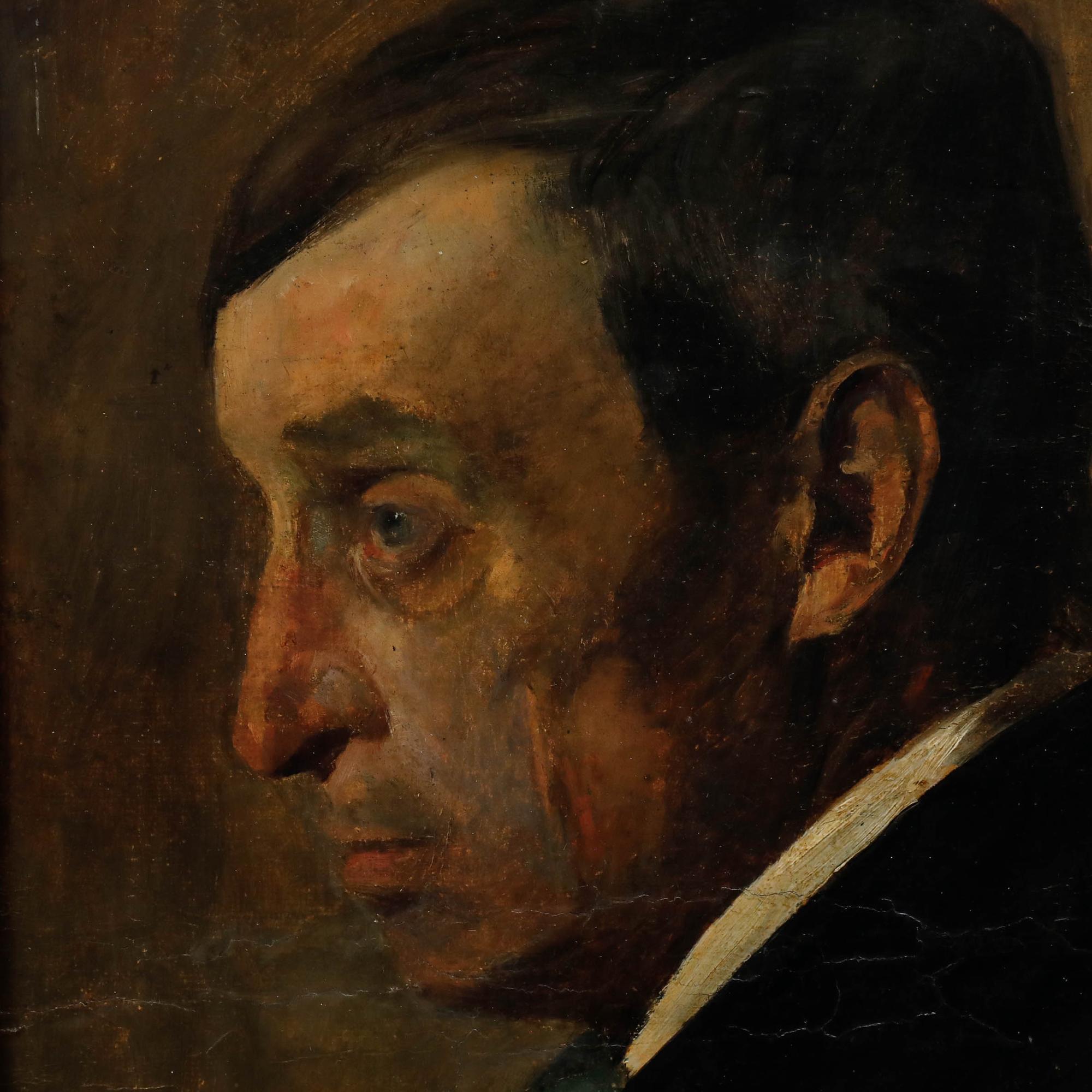 Franz Seraph von Lenbach (1836-1904) - Oil, Portrait of a Melancholy Gentleman For Sale 1
