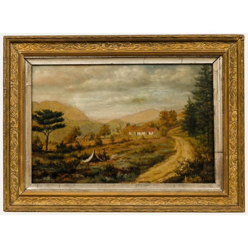 Landscape Painting di Unknown - Frederick J. Maher (1871-1963) - Olio, Zingaro sul sentiero di montagna