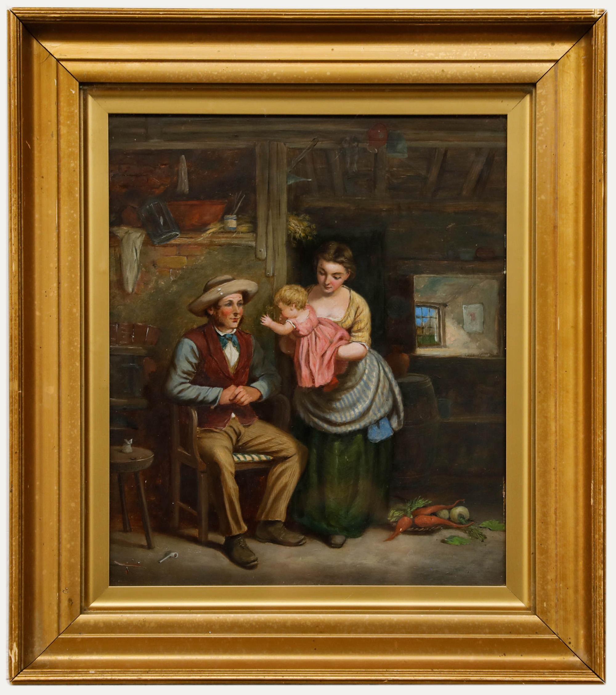 Figurative Painting di Unknown - Frederick Johnston (1855-1868) - Olio incorniciato, Raggiungere il Padre