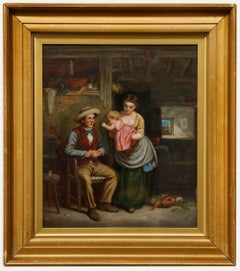 Frederick Johnston (fl.1855-1868) - Huile encadrée, Reaching for Father