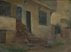 Frederick Thomas Callcott (1853-1923) - Óleo de principios del siglo XX, Tropezando con casa