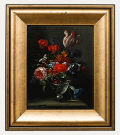 Frederick Van Bloemart - 20th Century Oil, Still Life of Flowers in a Tall Vase