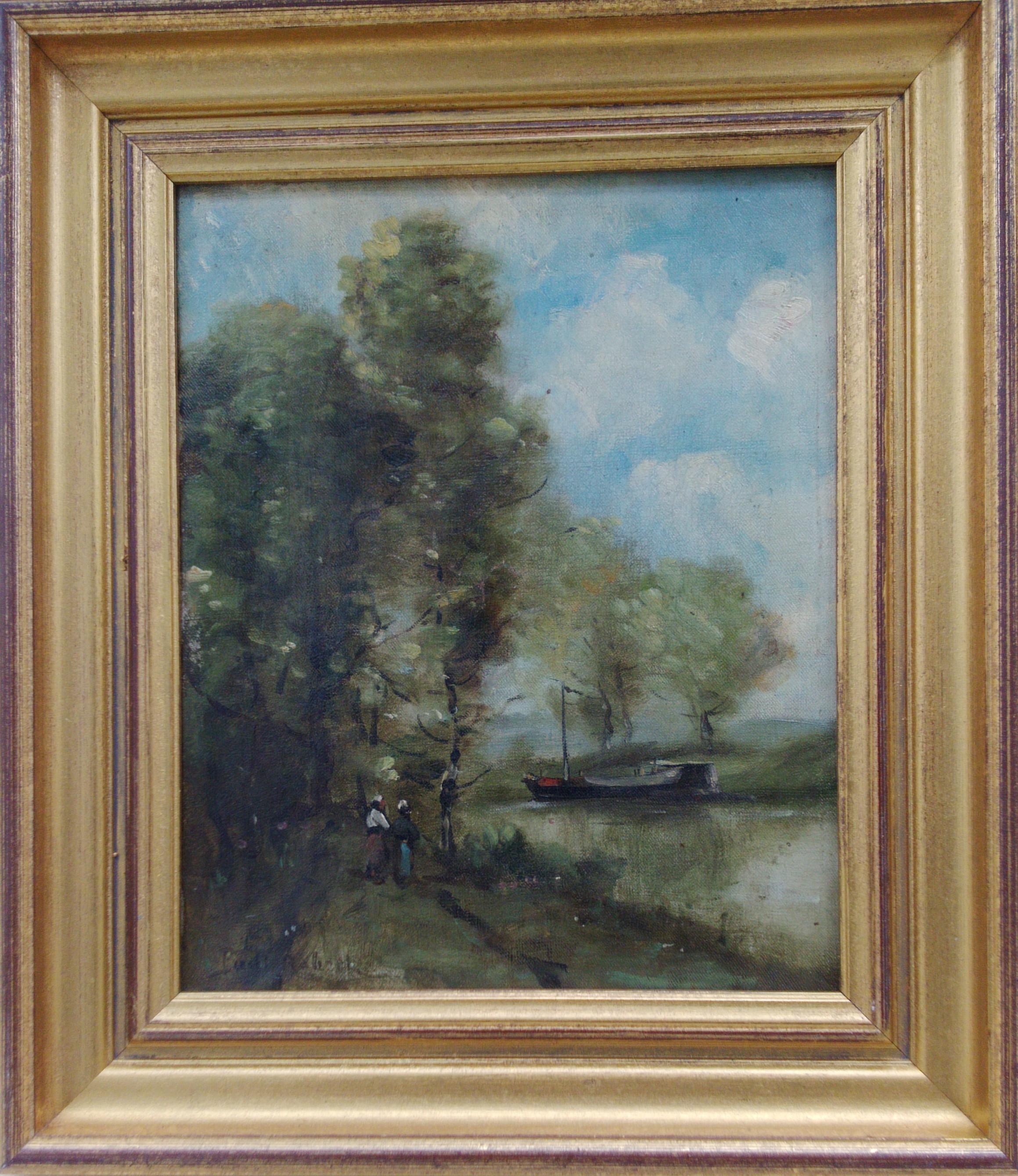 French Barbizon Landscape, Attributed to Paul Robert, Swiss 19th c. - Gray Landscape Painting by Unknown