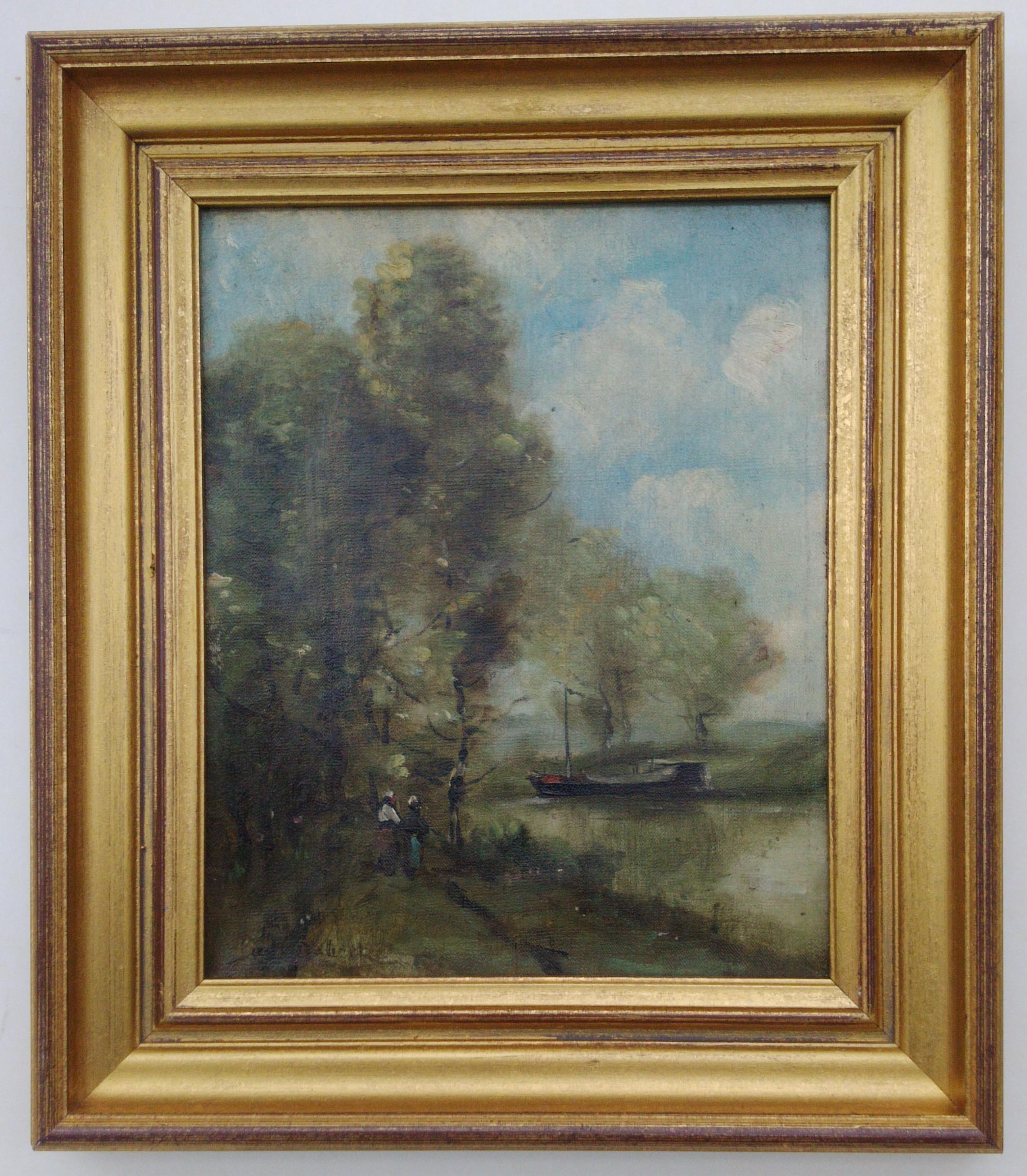 A gorgeous 19th century landscape that very much resembles the work of the important Barbizon artist Paul Déziré Trouillebert. The painting is however signed P...l Robert, and I believe it may be a work by the equally great Swiss artist Paul Robert
