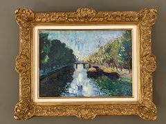 French 19th century Impressionist painting of a canal - Monet Paris