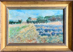 French 19th century Impressionist painting of a Provence landscape - Countryside