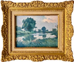 French 19th century Impressionist painting of a river - Monet Paris