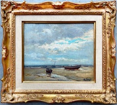 Französisch 19. Jahrhundert Impressionistische Malerei - Meereslandschaft Strand Boot - Seago Boudin