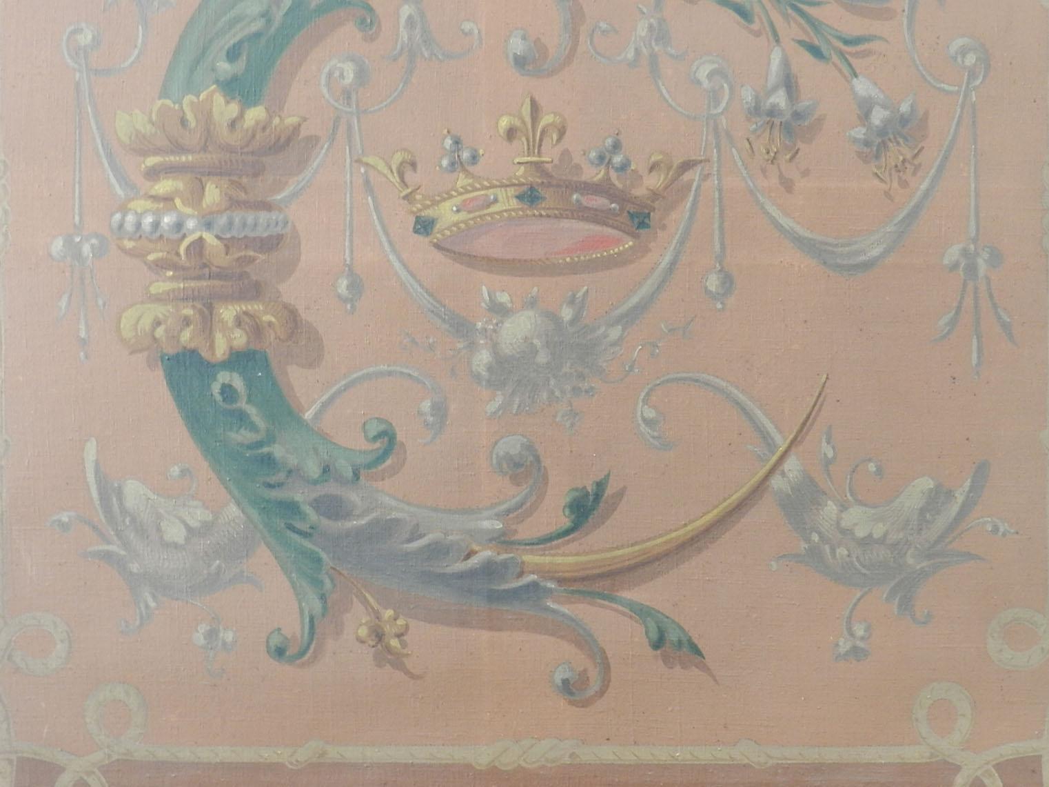 French 19th Century Painting Catherine de Medicis Emblems Decorative Chimera  1