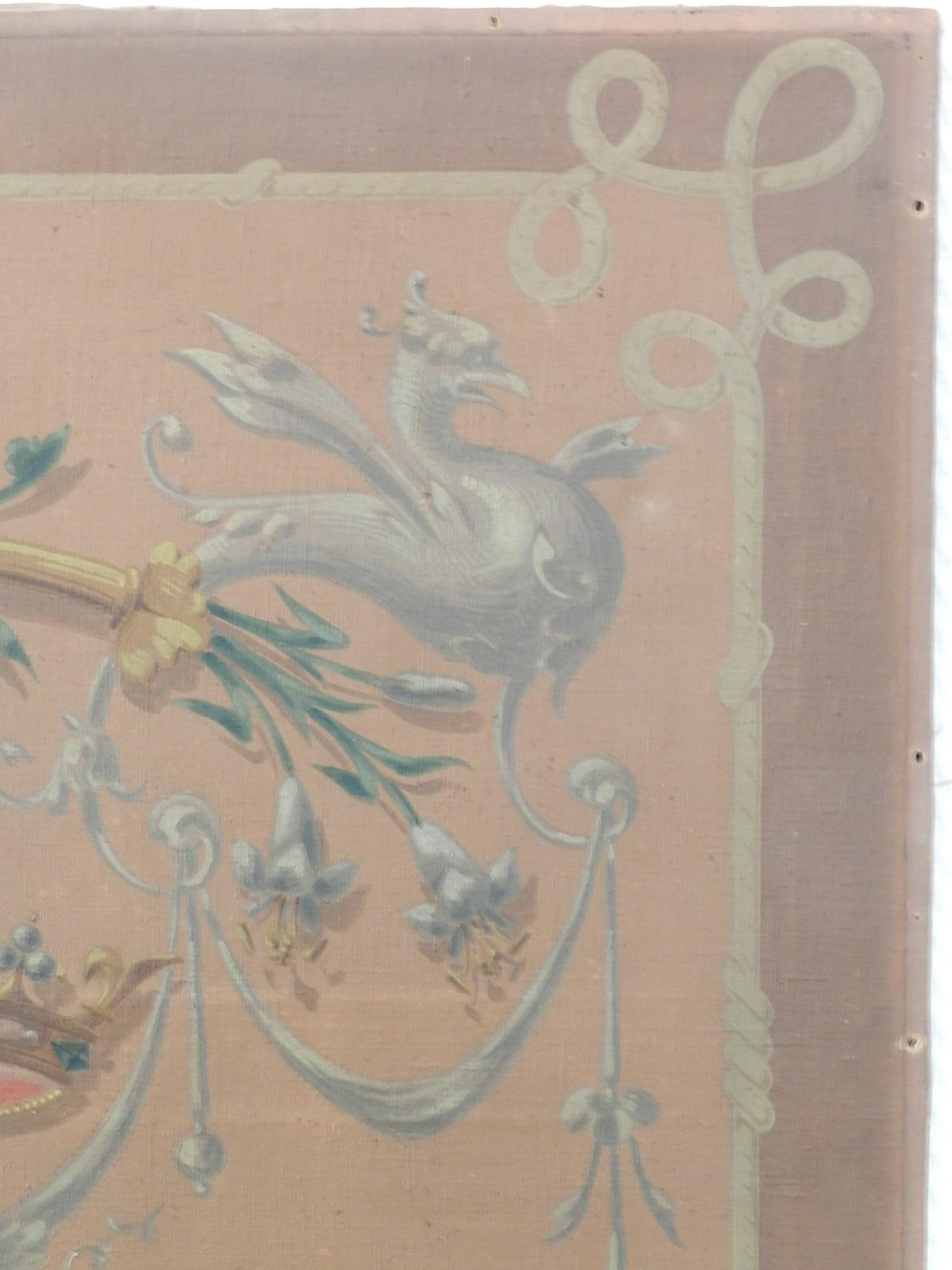 French 19th Century Painting Catherine de Medicis Emblems Decorative Chimera  2