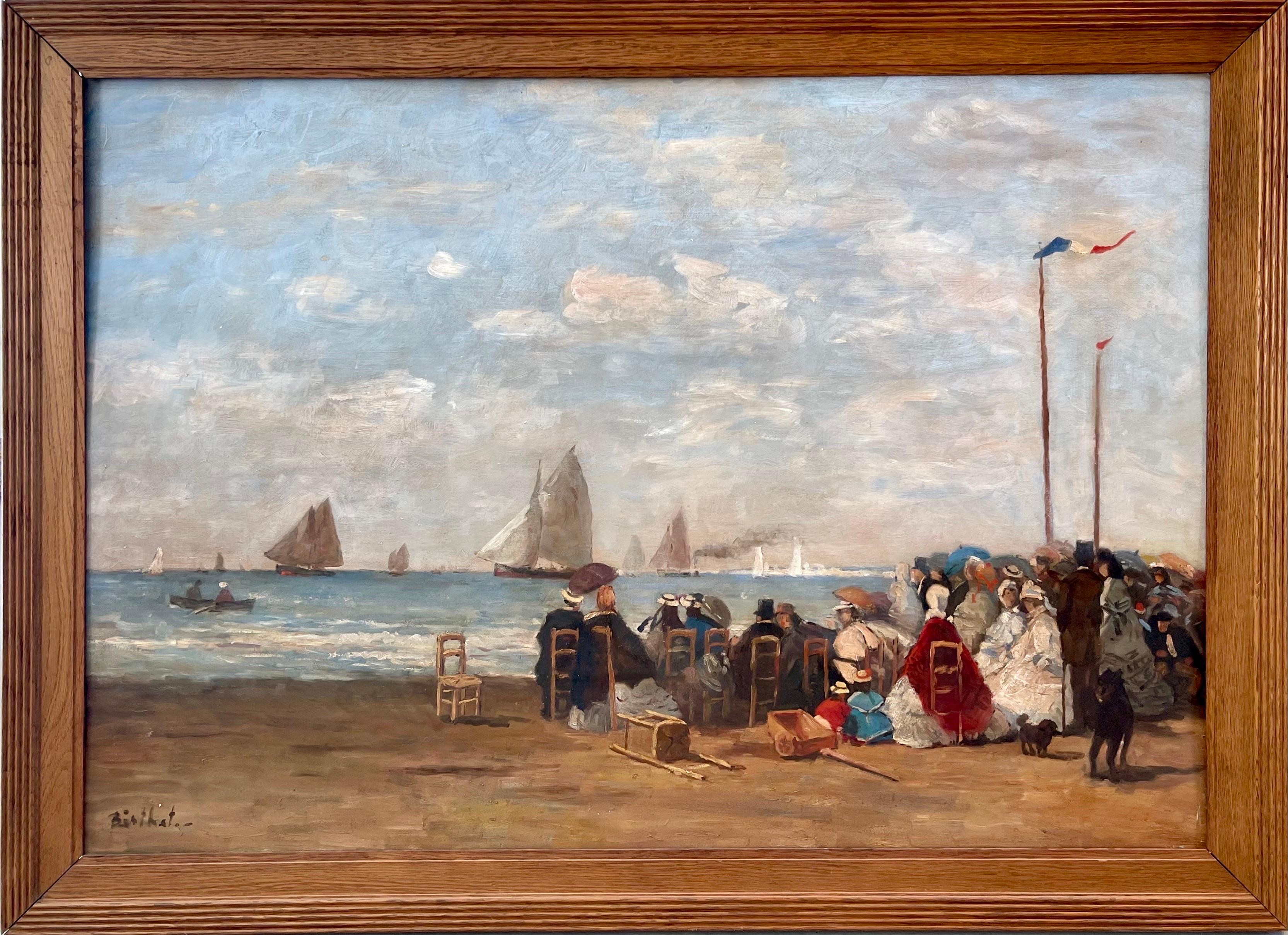 French 19th century style impressionist painting - seascape Beach Sea - Boudin