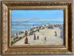 French 19th century style impressionist painting - seascape Beach Sea - Boudin