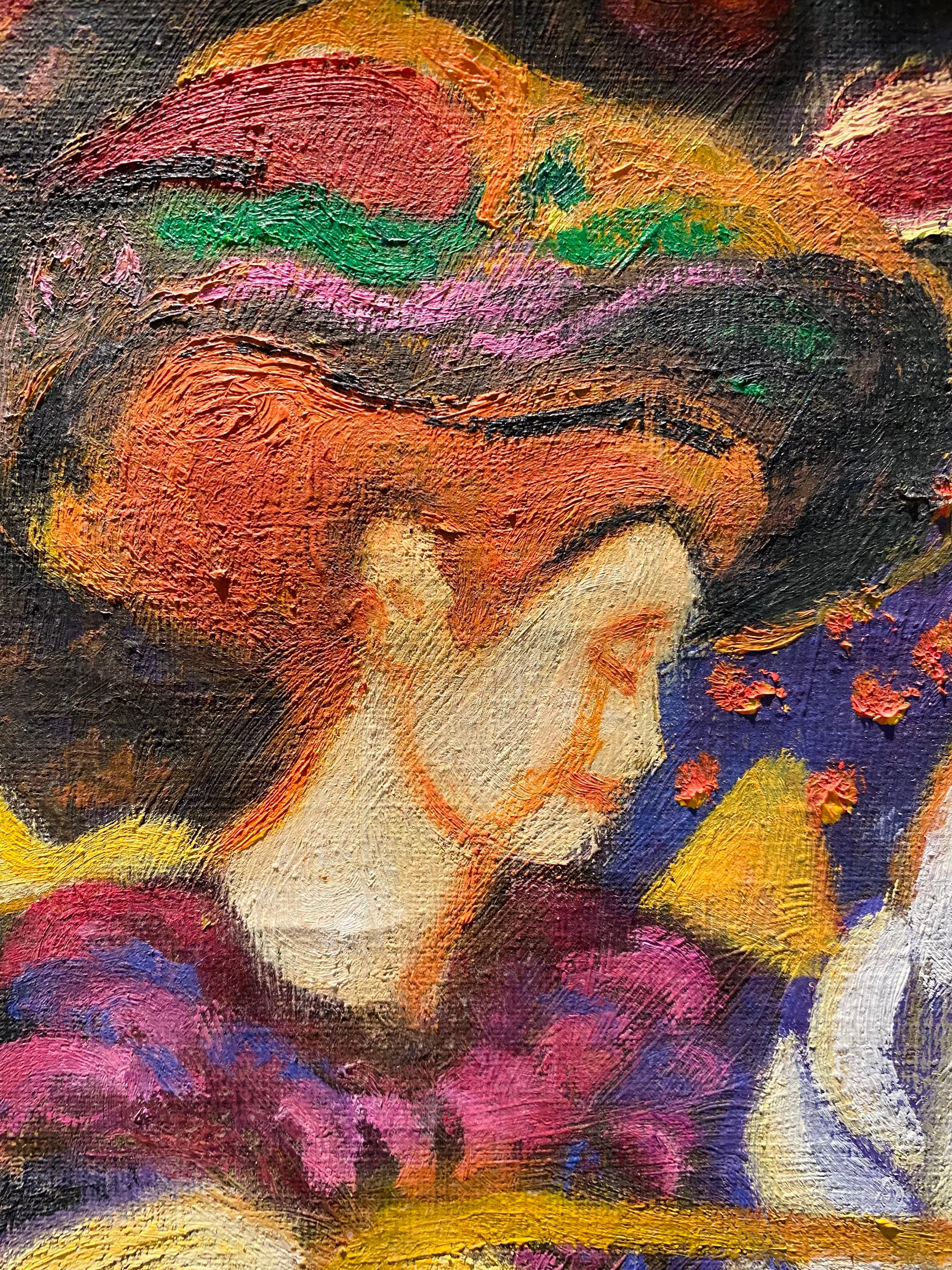 French 19th century style post impressionist painting - Fun Fair - Horse Degas - Brown Figurative Painting by Unknown