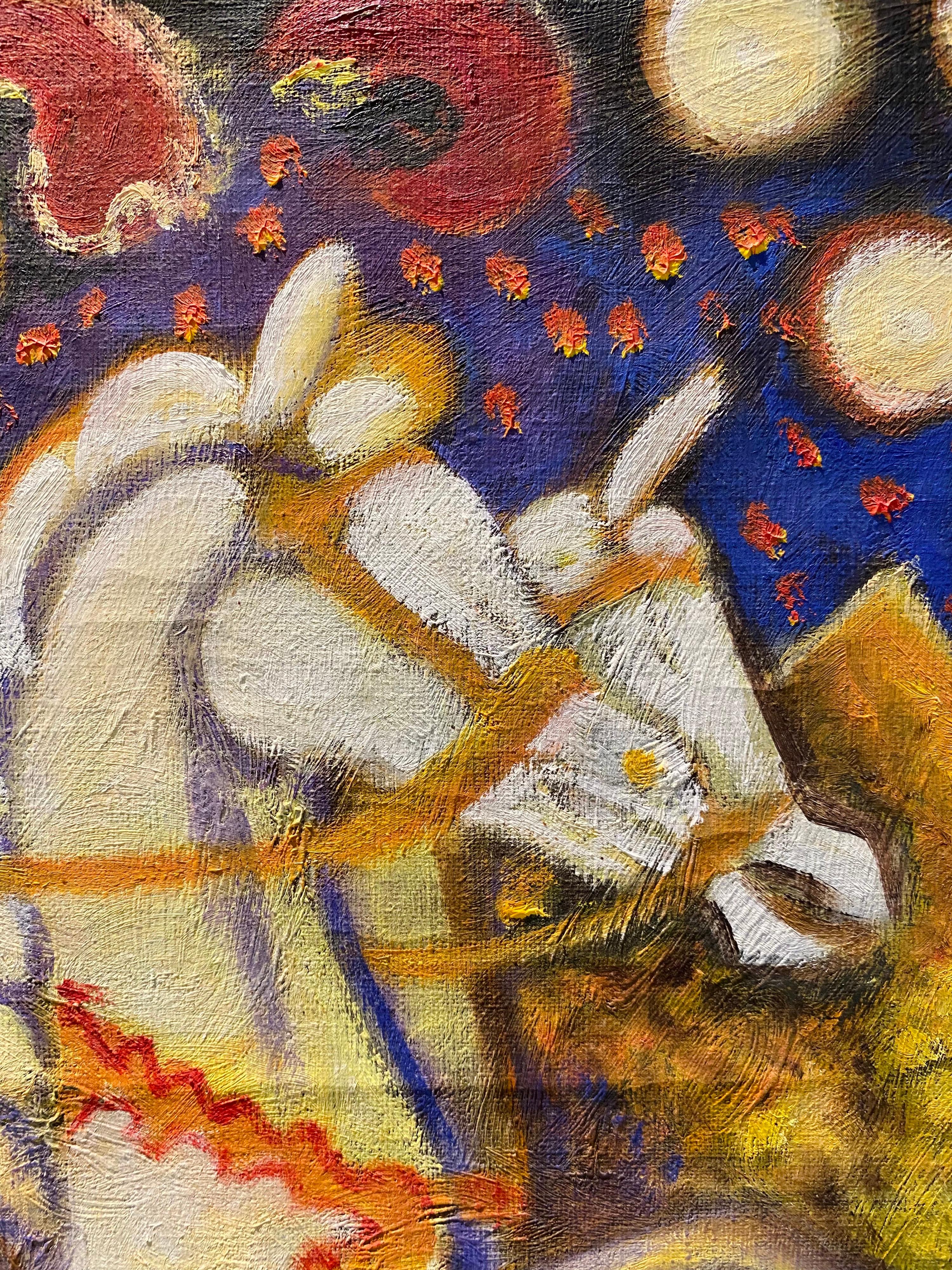 Large and magnificent French 19th century style post impressionist painting in the spirit of French artists like Chagall, 