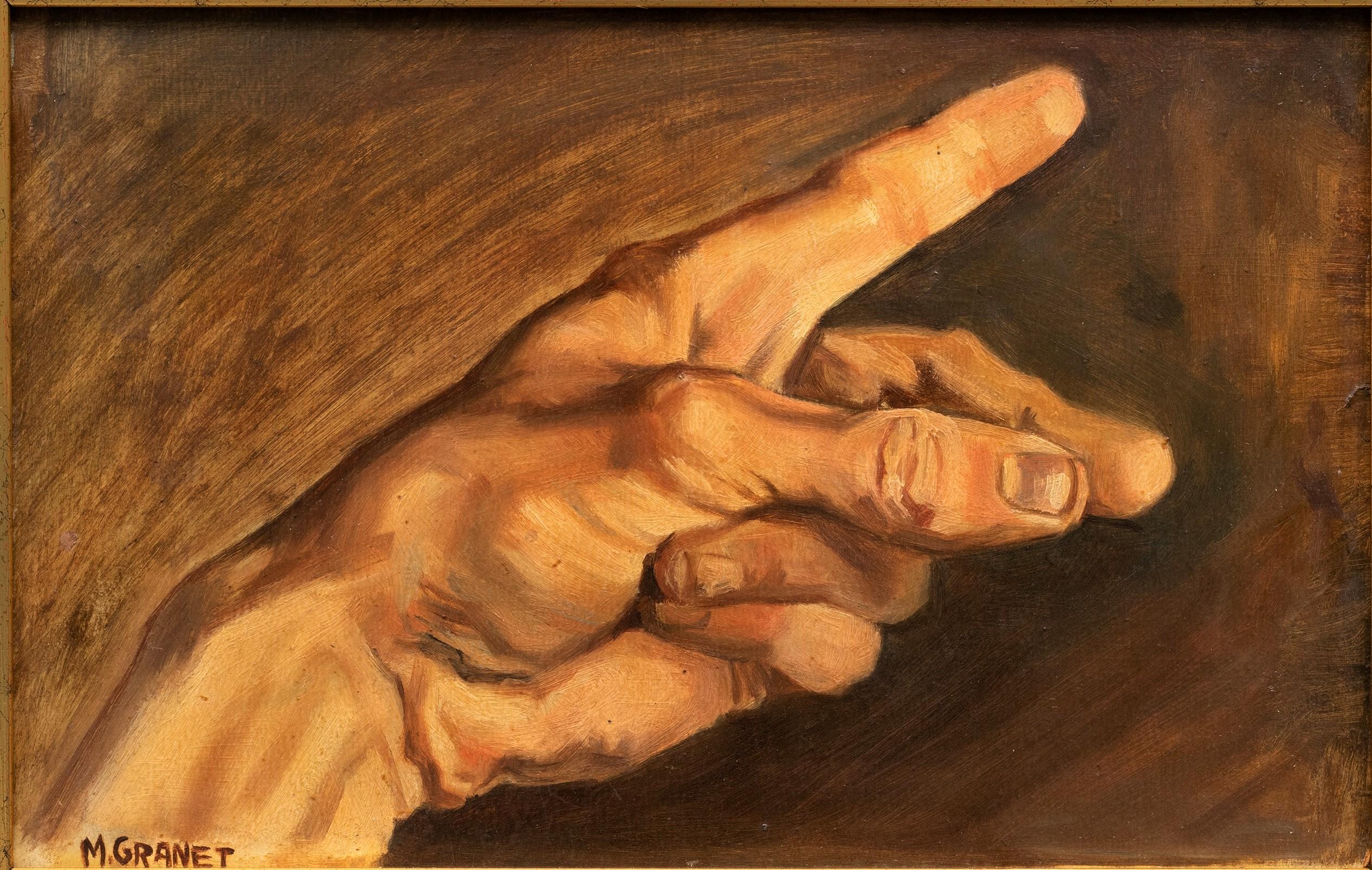 19th Century French Academic Study of a Hand  - Painting by Unknown