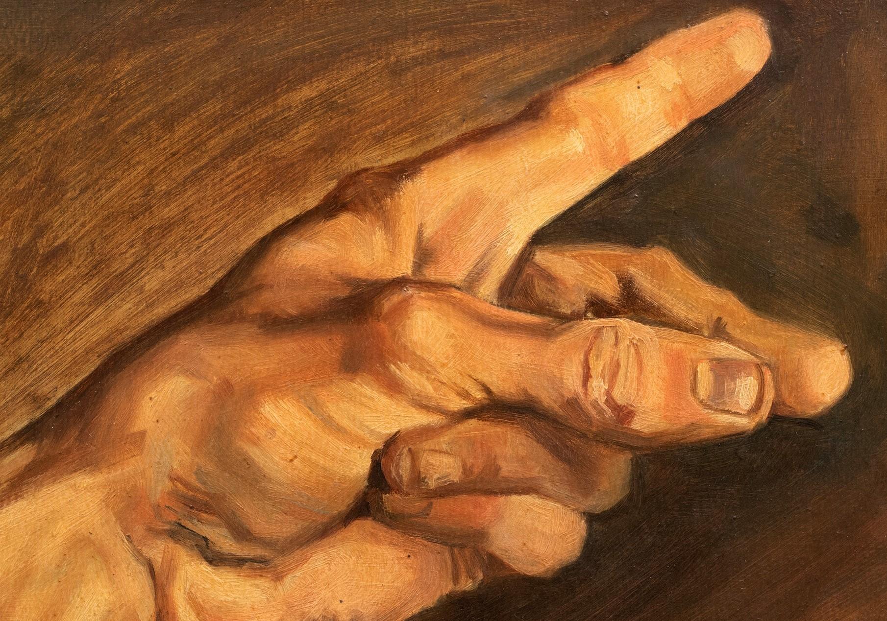 hands reaching for each other painting