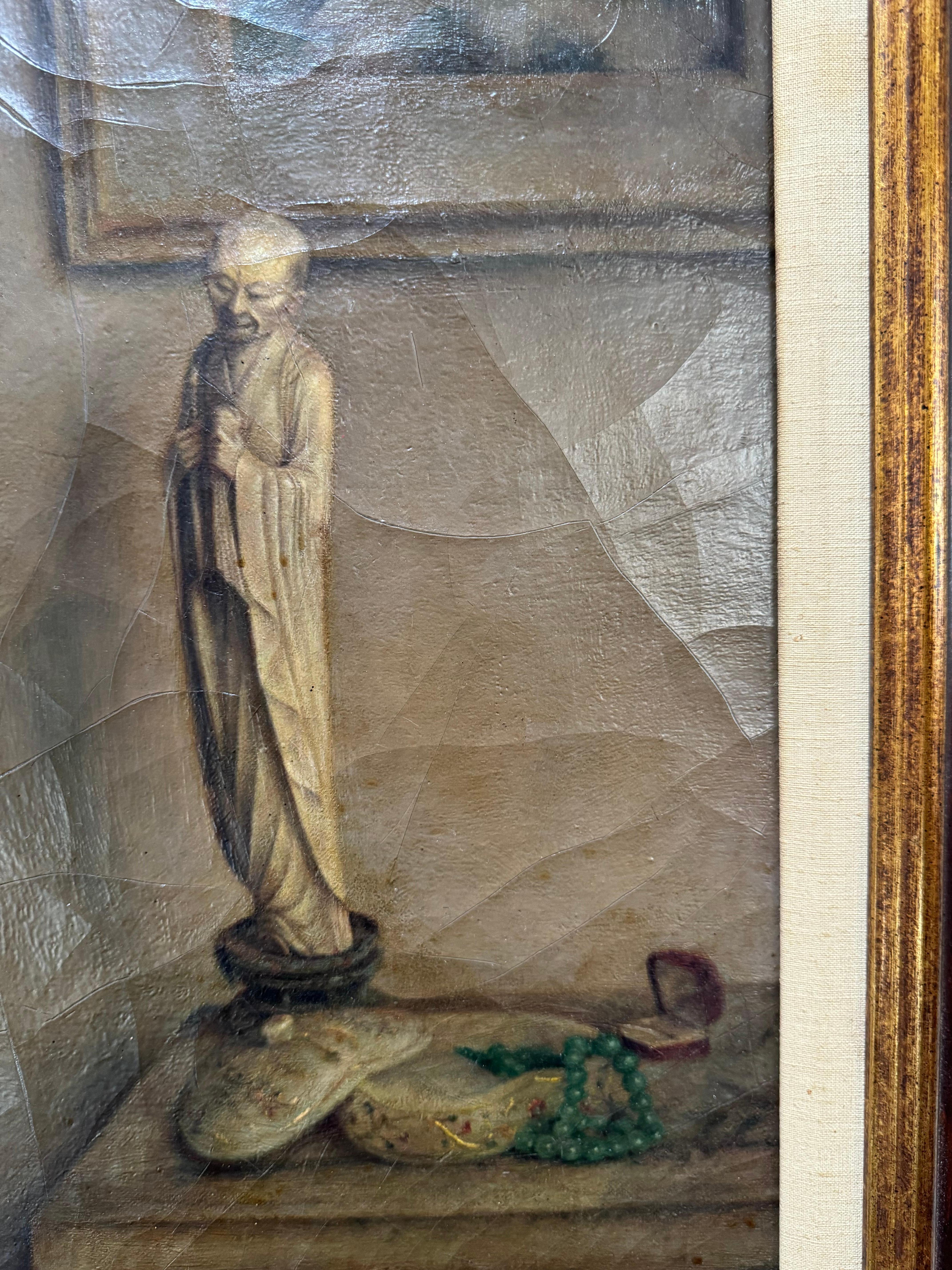 French/American Chinoiserie Japonaise Woman in a Boudoir w/ Shrine For Sale 6