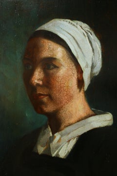 Antique French Ritratto di donna, Ritratto femminile del XIX secolo, Arte Europea